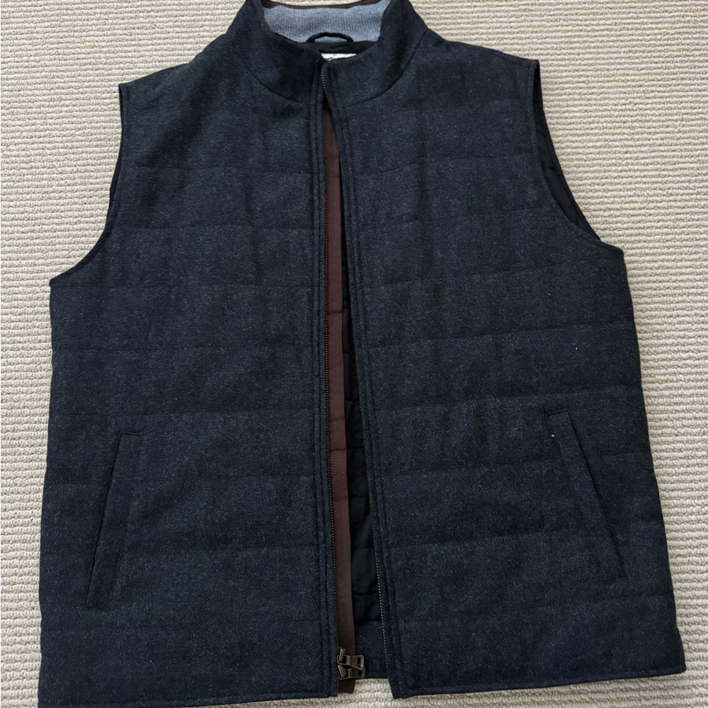 Gen Teal Men's Quilted Sleeveless Vest - Navy/grey